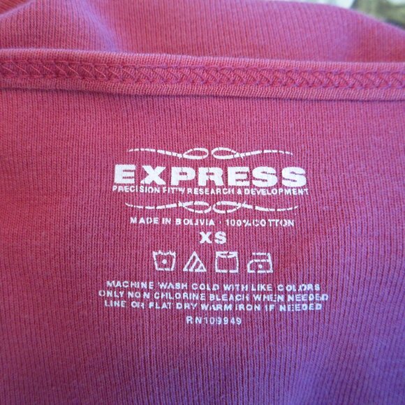 Y2K Vintage Express Pink Long Sleeve Henley Top Preppy Indie Sleaze Layering Tee - Picture 13 of 16